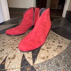 Red Suede Ankle Boots
